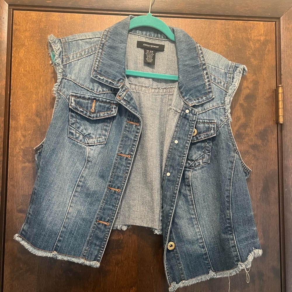 Ashley Stewart Blue Denim Vest
